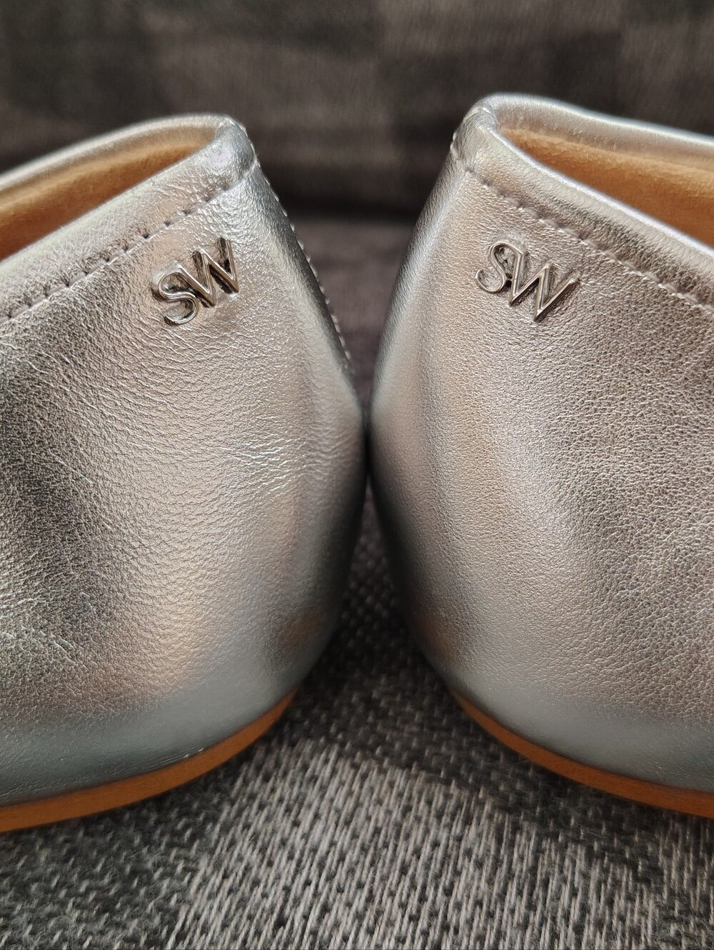 Stuart Weitzman Silver Metallic Ballet Flats, Size 10 - Picture 5 of 9